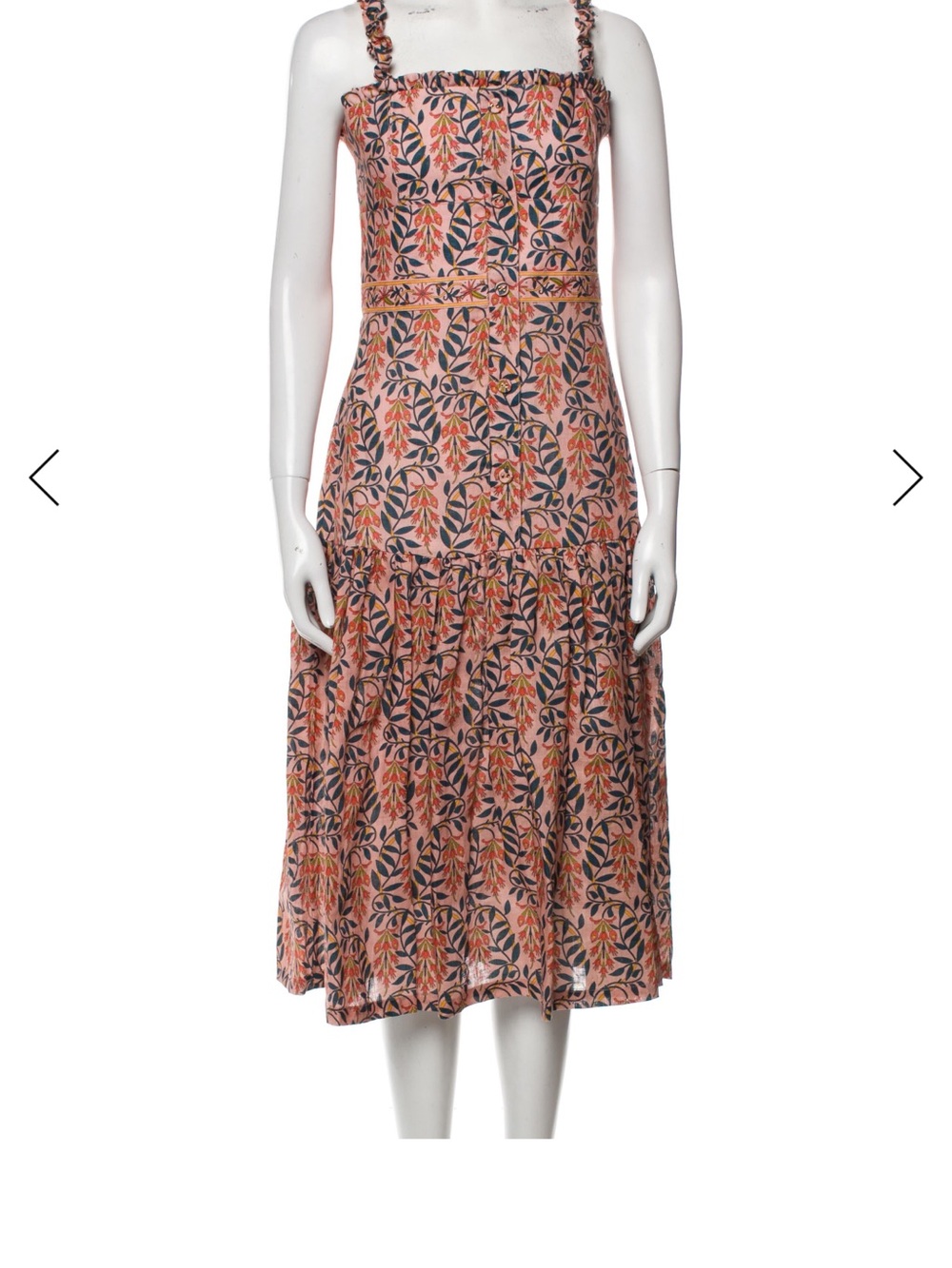 Agua by Agua Bendita Peach Floral Tiered Midi Dress